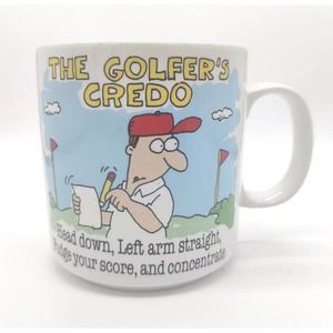 Jim Benton Golfers Credo Cartoon Coffee Tea Mug Cup Funny Vintage Cup Golf Comic